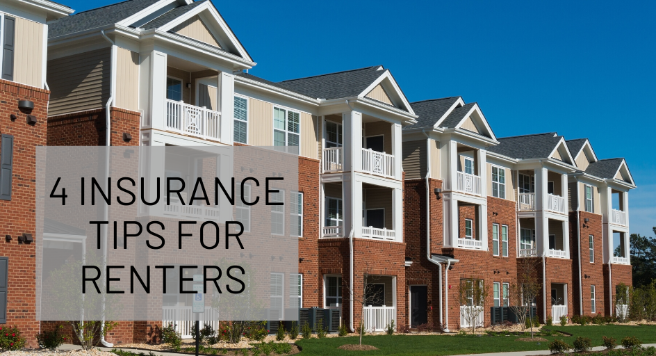 blog image of modern apartment building; blog title: 4 Insurance Tips for Renters